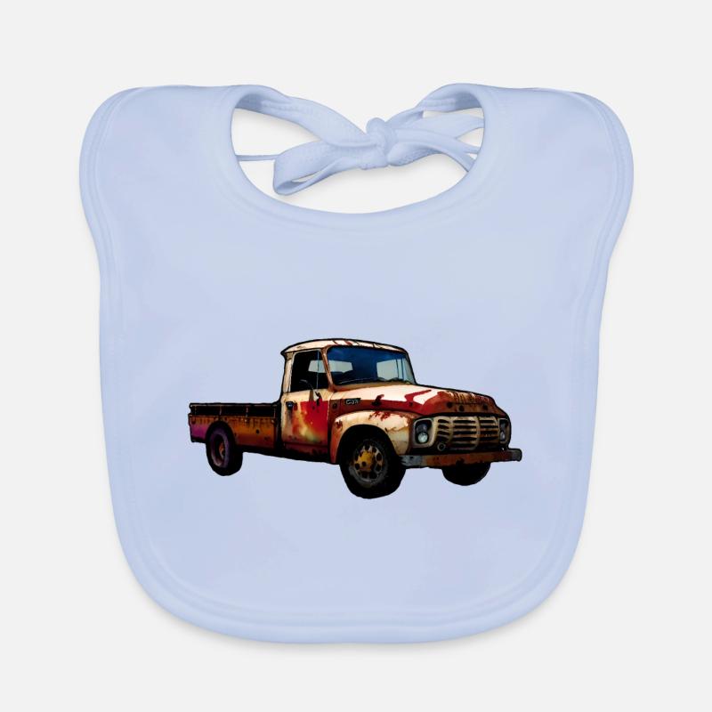 Rusty Pickup truck Organic Baby Bibs