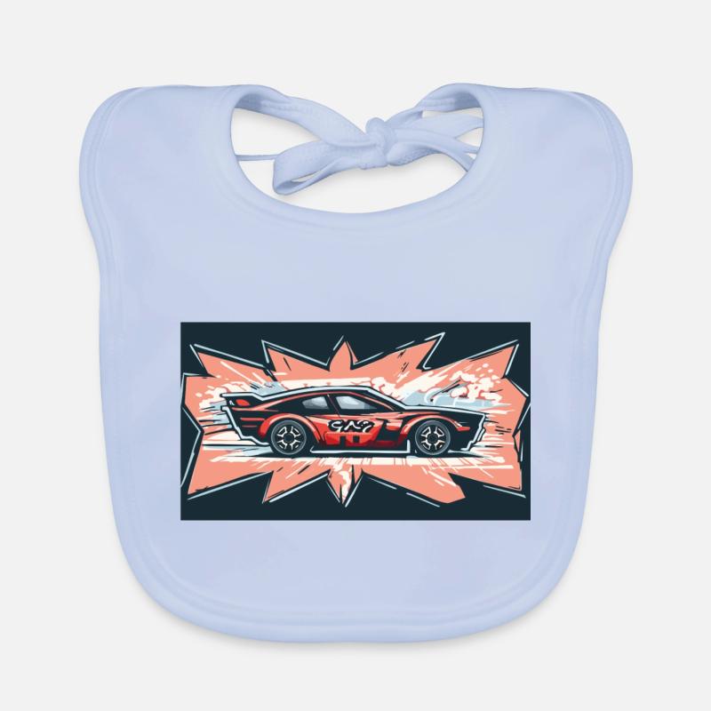 Comic Racecar Baby Bio-Lätzchen