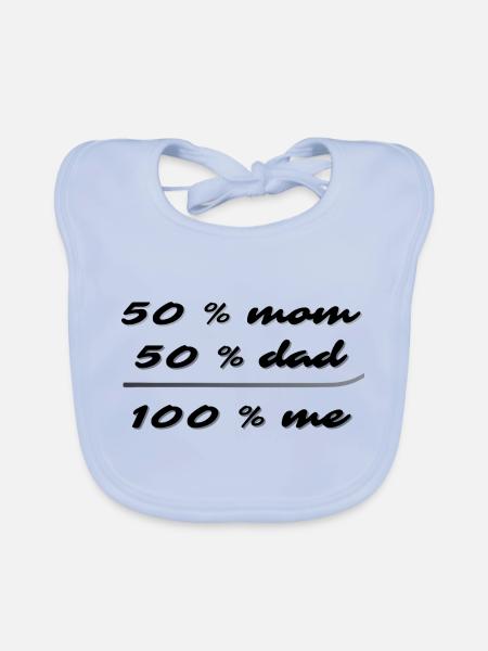 50% mom, 50% dad, 100% me - Organic Baby Bibs - sky blue - Front