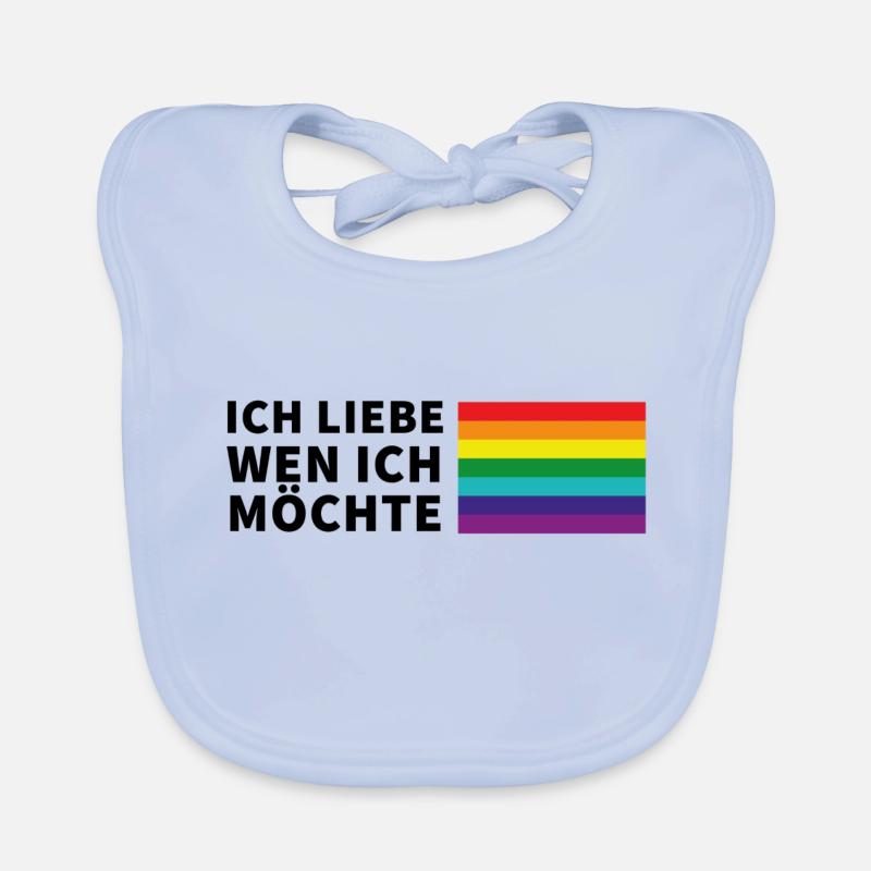 Ich liebe wen ich möchte Pride Flagge - Baby Bio-Lätzchen - sky Blue