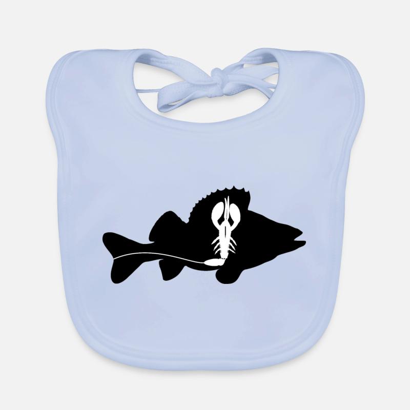Barsch mit Creature Bait - schwarz - Baby Bio-Lätzchen - sky Blue