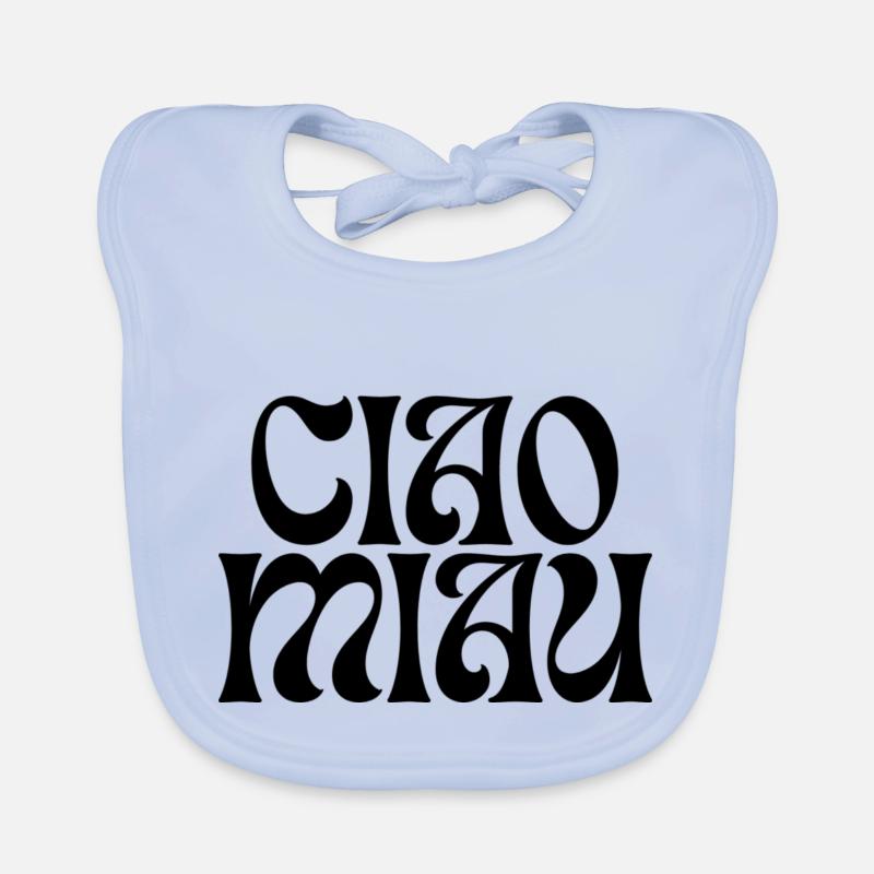 Ciao miau groß - Baby Bio-Lätzchen - sky Blue