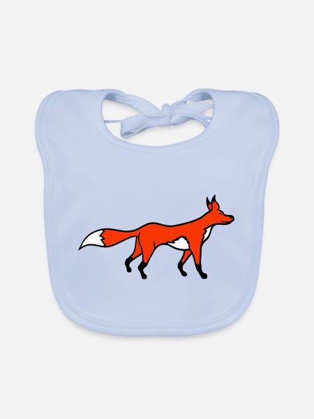 Fox Red Fox Forest Animal Clever Cute Wild Dog - Organic Baby Bibs - sky blue - Front