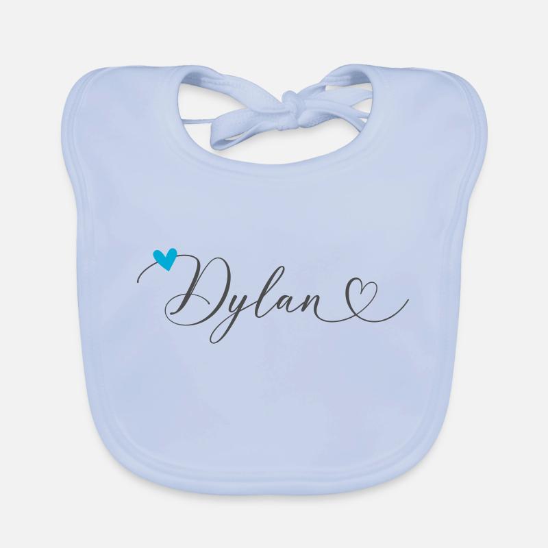 Dylan Nom Prénom Calligraphie Coeur Bavoir bio Bébé