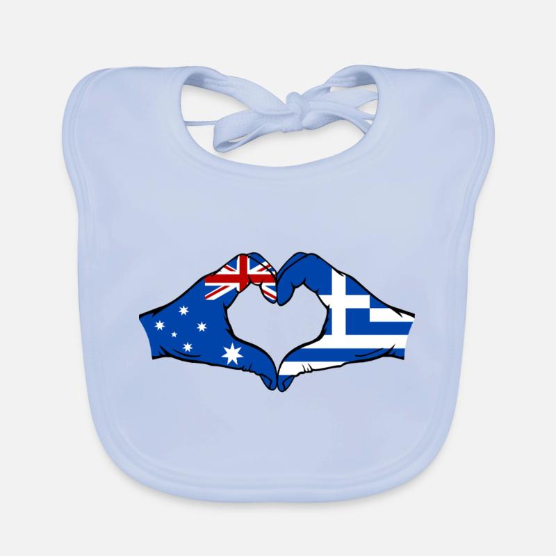Australie Grèce Drapeau Mains Coeur Forme Bavoir bio Bébé