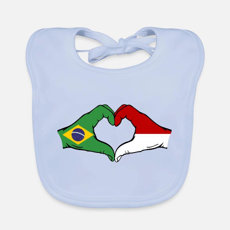 Brésil Monaco Drapeau Main Coeur Forme Bavoir bio Bébé