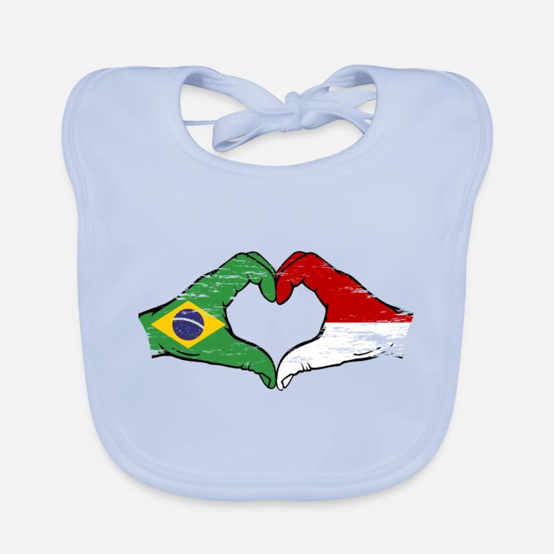 Brésil Monaco Drapeau Forme de Main Forme Coeur Utilisé Bavoir bio Bébé