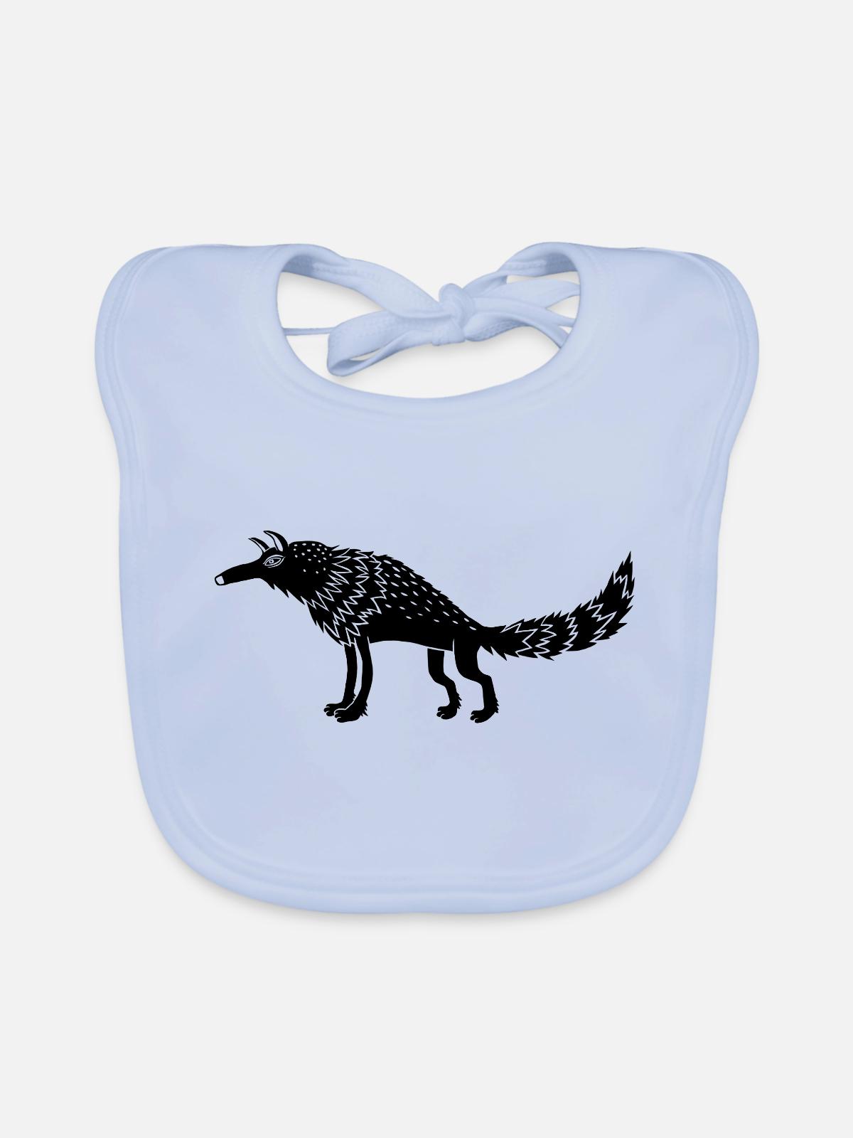 Wolf - Baby Bio-Lätzchen - sky Blue - Vorne