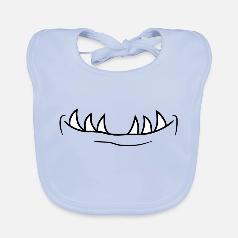 mouth teeth face head face small monster horror Organic Baby Bibs