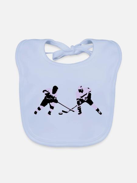 Ice hockey - Organic Baby Bibs - sky blue - Front