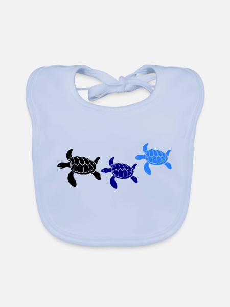 tortoises - Organic Baby Bibs - sky blue - Front