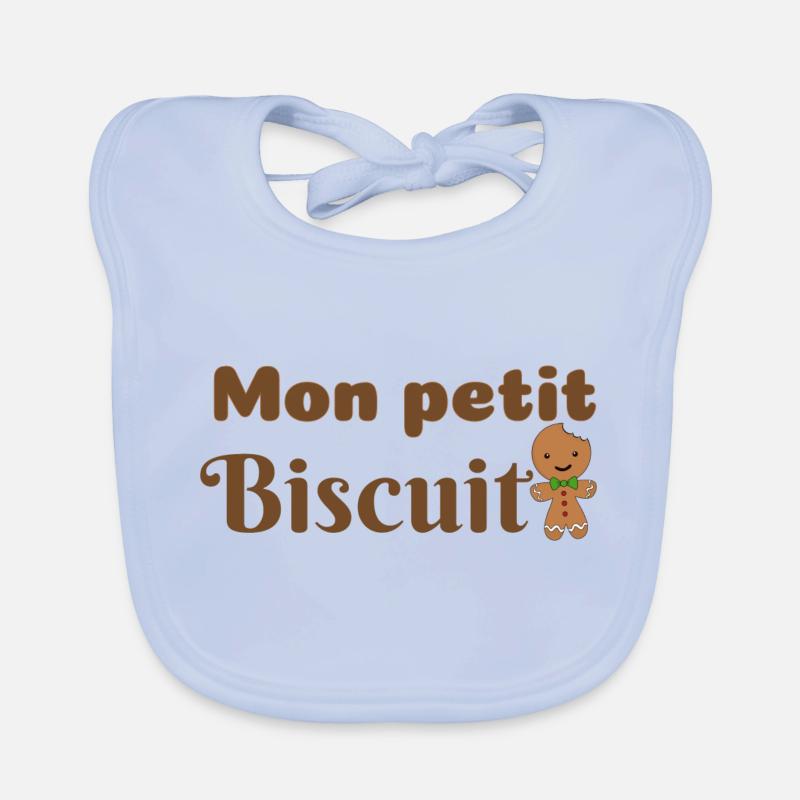 Mon petit biscuit /Bonhomme biscuit de Noël - Bavoir bio Bébé - bleu ciel