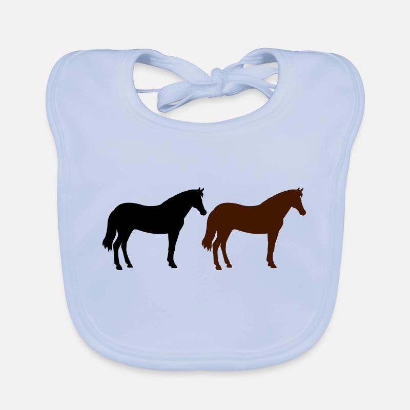 Chevaux - Bavoir bio Bébé - bleu ciel