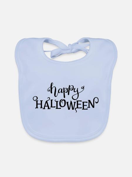 Joyeux lettrage d’halloween - Bavoir bio Bébé - bleu ciel - Devant