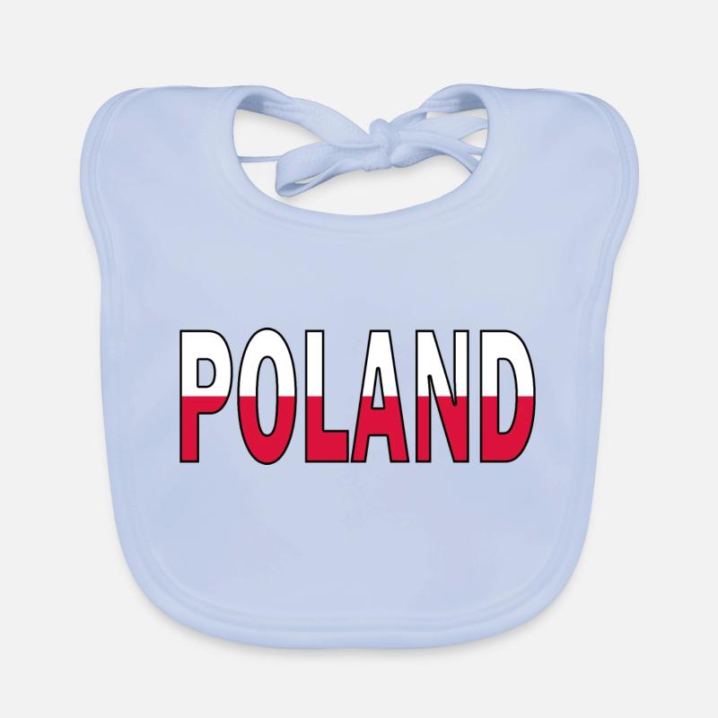 La Pologne aux couleurs nationales - Bavoir bio Bébé - bleu ciel