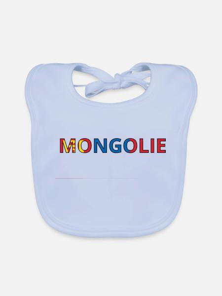 Drapeau Mongolie - Bavoir bio Bébé - bleu ciel - Devant