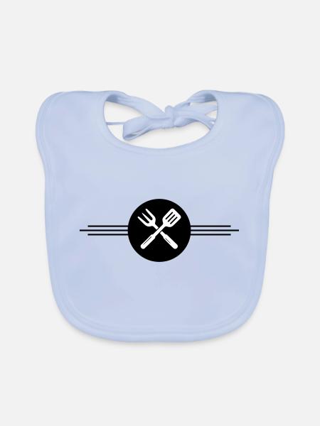 Grill Besteck Symbol - Baby Bio-Lätzchen - sky Blue - Vorne
