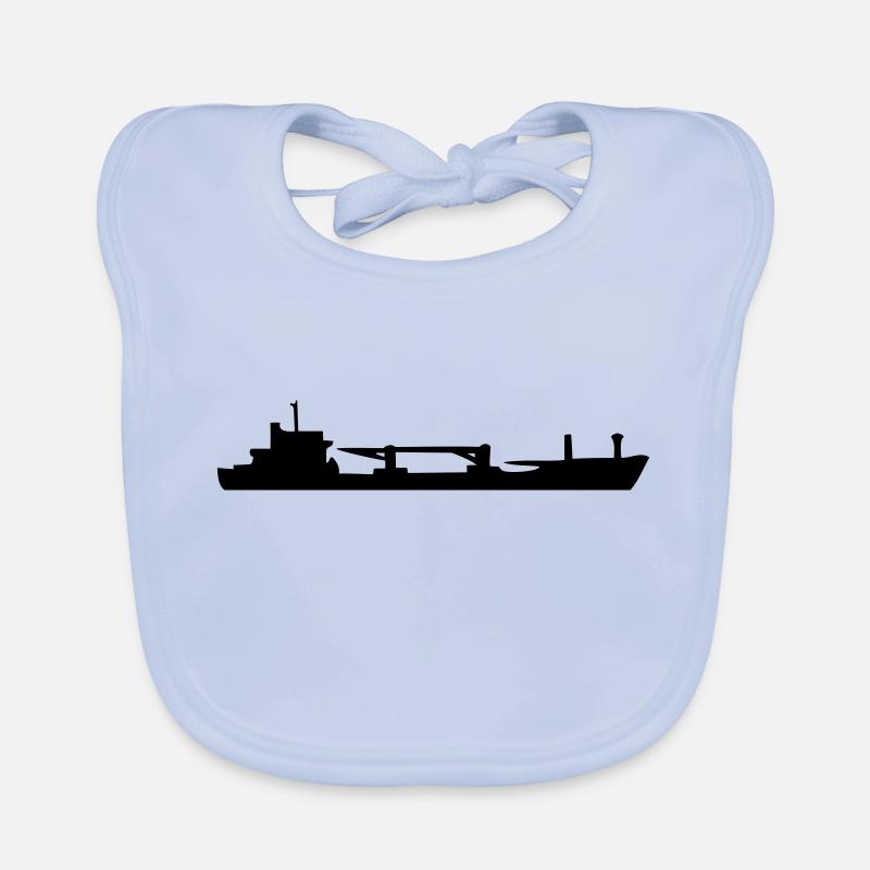 bateau cargo, navire de charge - Bavoir bio Bébé - bleu ciel