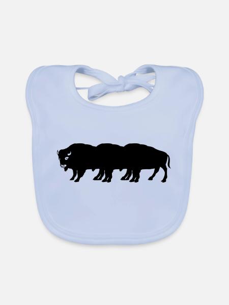 bisons - Bavoir bio Bébé - bleu ciel - Devant