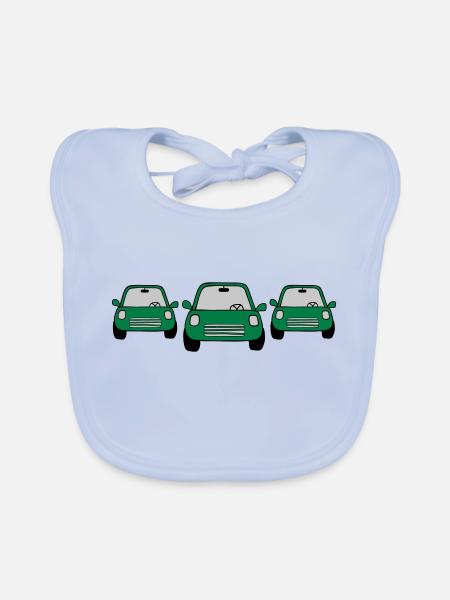 3 Cars Comic - Organic Baby Bibs - sky blue - Front