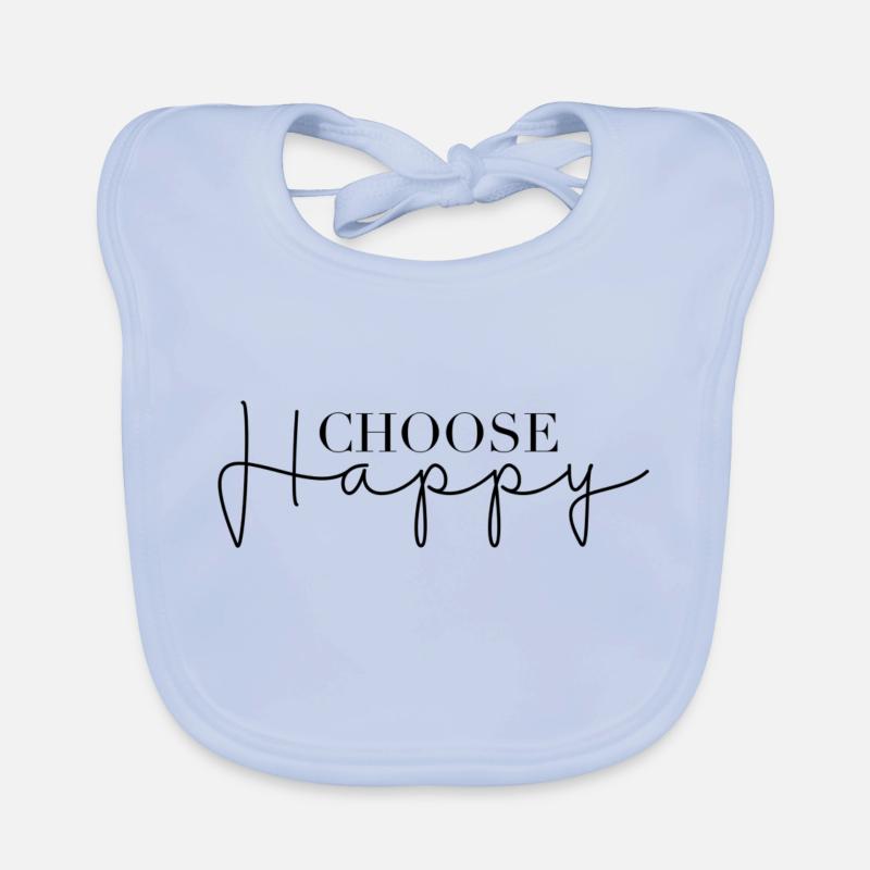 Choisissez Heureux - Bavoir bio Bébé - bleu ciel