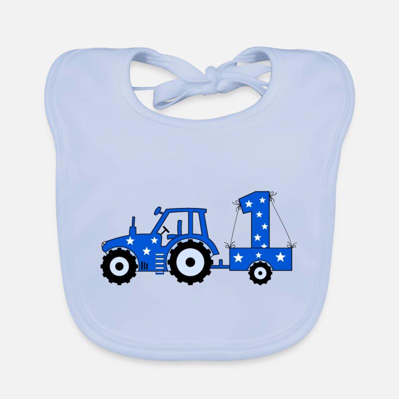 1st birthday tractor Organic Baby Bibs