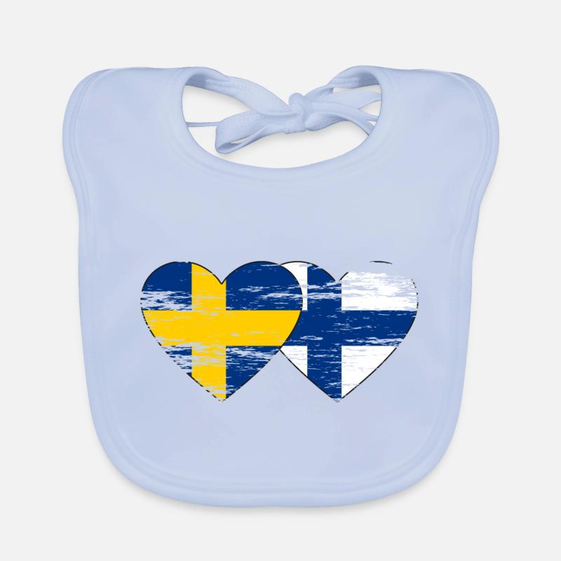 Suède Finlande Drapeau Coeur utilisé Bavoir bio Bébé