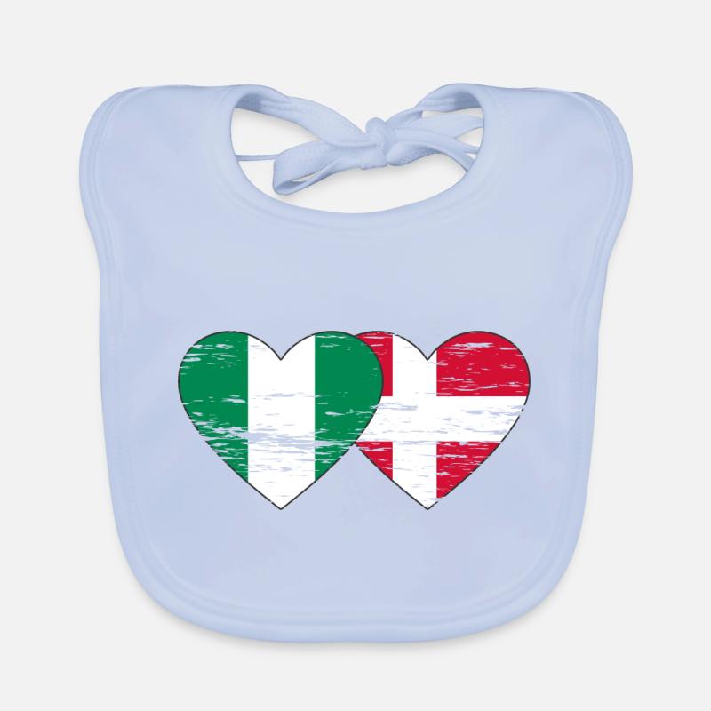 Nigeria Danemark Drapeau Coeur Utilisé Bavoir bio Bébé