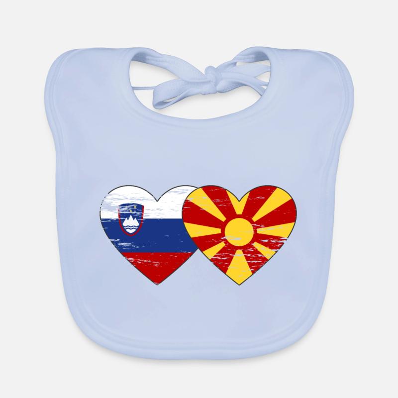 Slovénie Macédoine drapeau coeur utilisé Bavoir bio Bébé