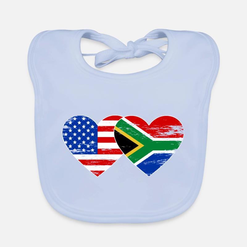 États-Unis Afrique du Sud drapeau coeur forme utilisé Bavoir bio Bébé