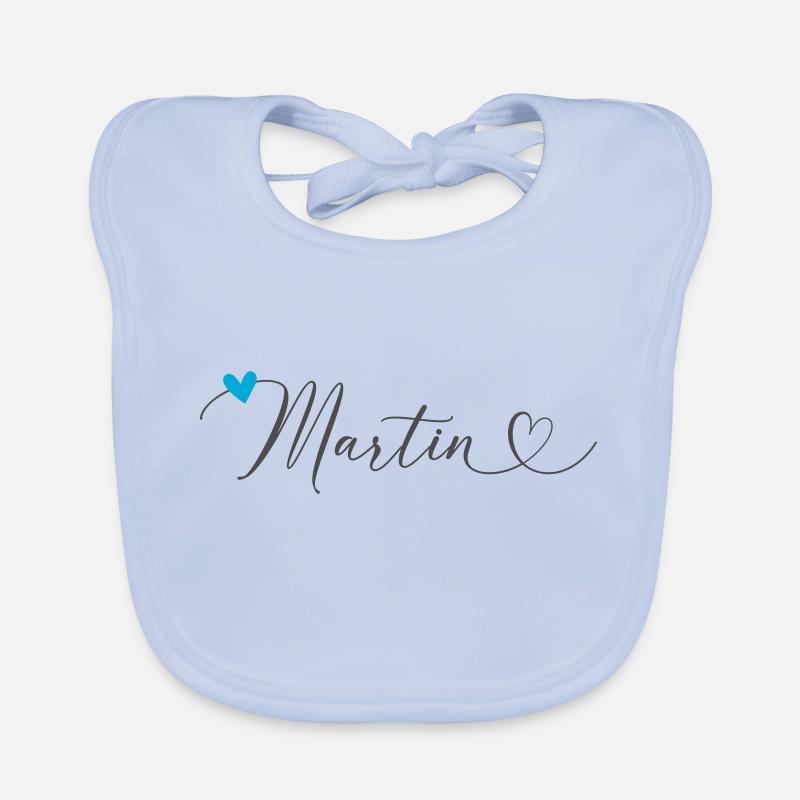 Martin Surname First name Calligraphy Heart Organic Baby Bibs