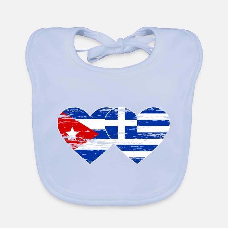 Cuba Grèce Drapeau Coeur Utilisé Bavoir bio Bébé