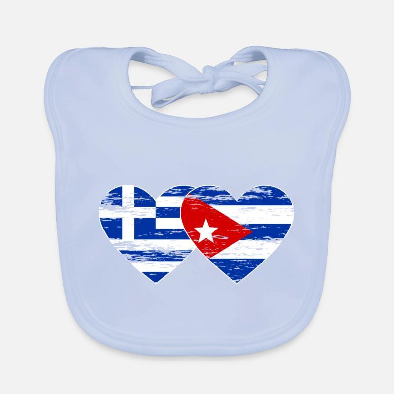 Grèce Cuba drapeau coeur utilisé Bavoir bio Bébé