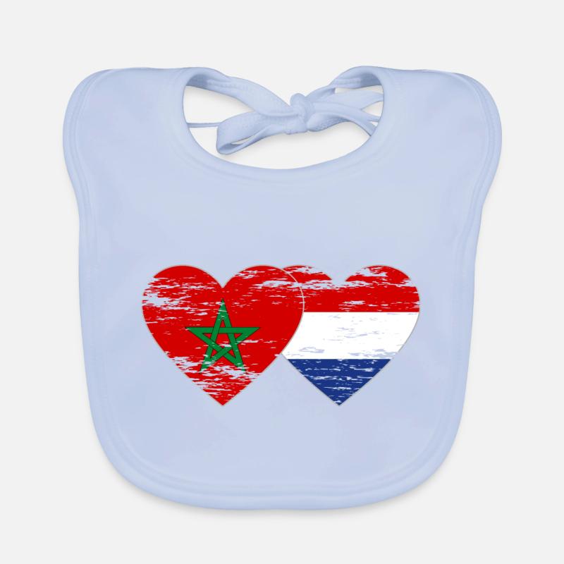 Maroc Hollande drapeau coeur utilisé Bavoir bio Bébé