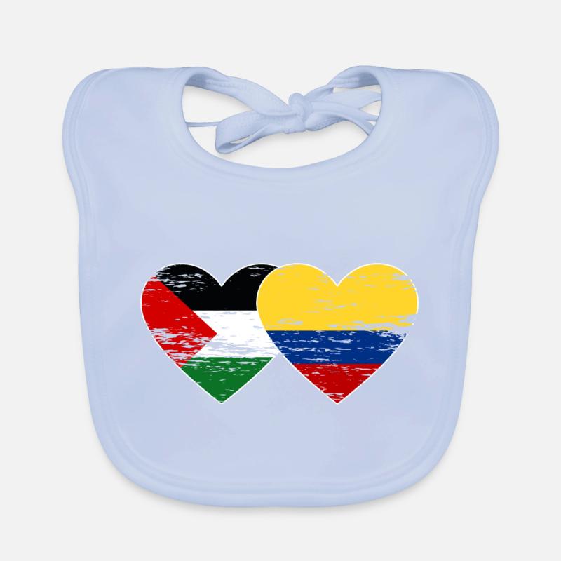Coeur de drapeau de la Palestine Colombie utilisé Bavoir bio Bébé