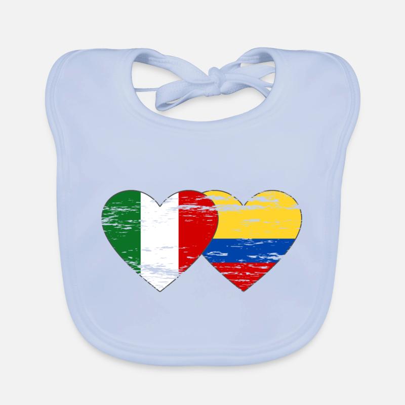 Italie Colombie Drapeau Coeur Utilisé Bavoir bio Bébé