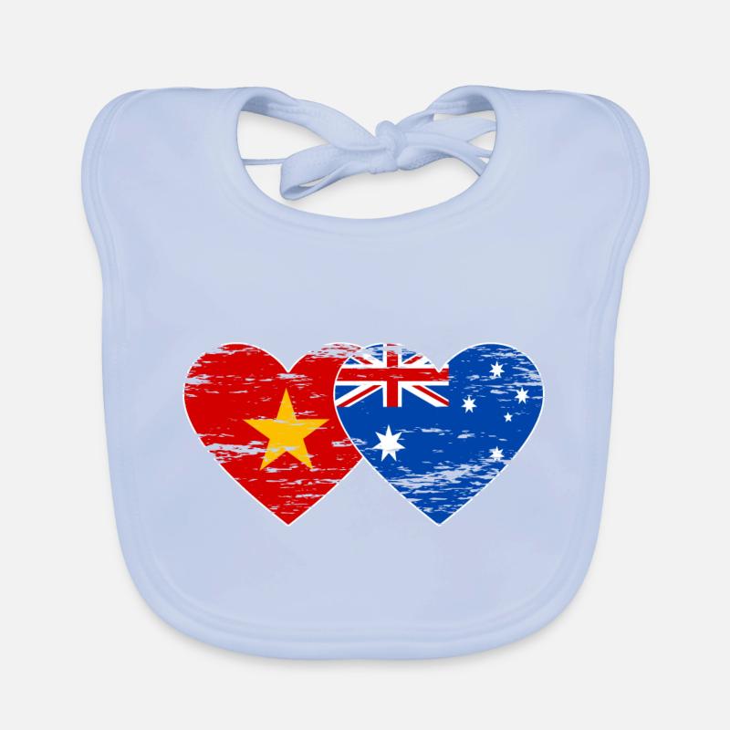 Vietnam Australie Drapeau Coeur Utilisé Bavoir bio Bébé