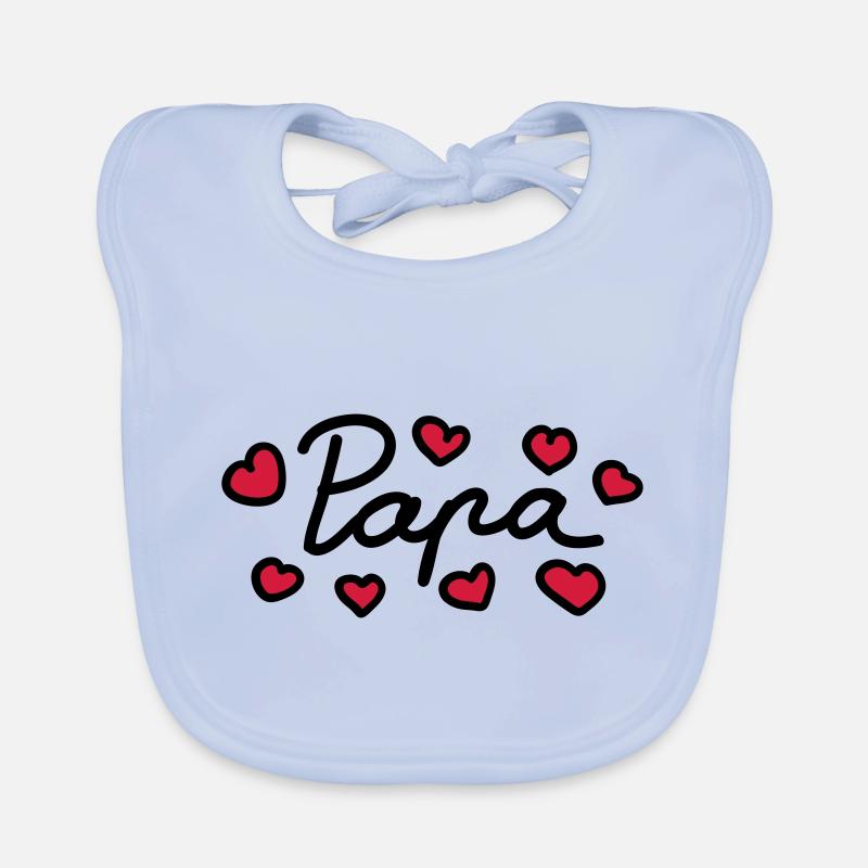 Papa - Herz - 2 - Baby Bio-Lätzchen - sky Blue