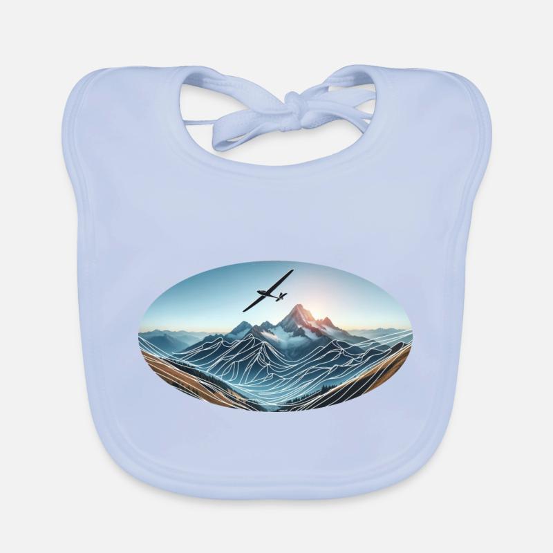 Planeur en montagne - Bavoir bio Bébé - bleu ciel
