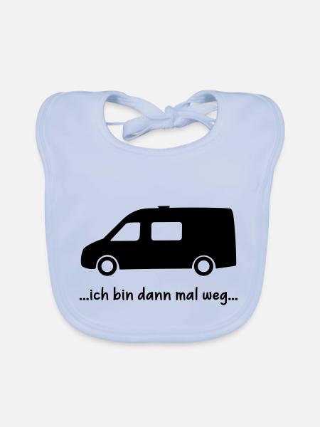 Sprinter Van Life Bus schwarzer Schriftzug - Baby Bio-Lätzchen - sky Blue - Vorne