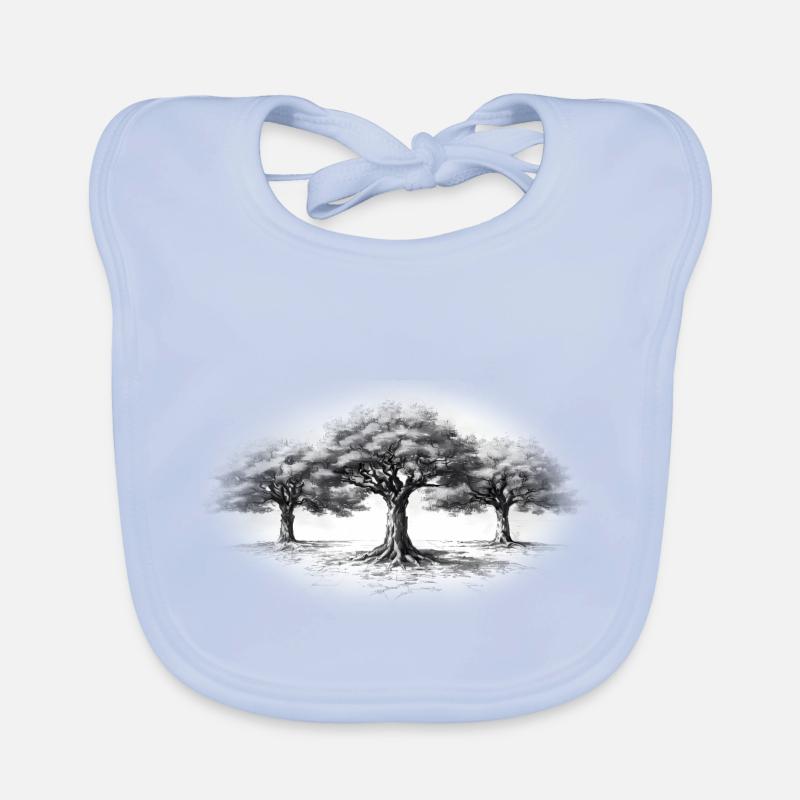 Tree Forest Black & White Black & White Organic Baby Bibs