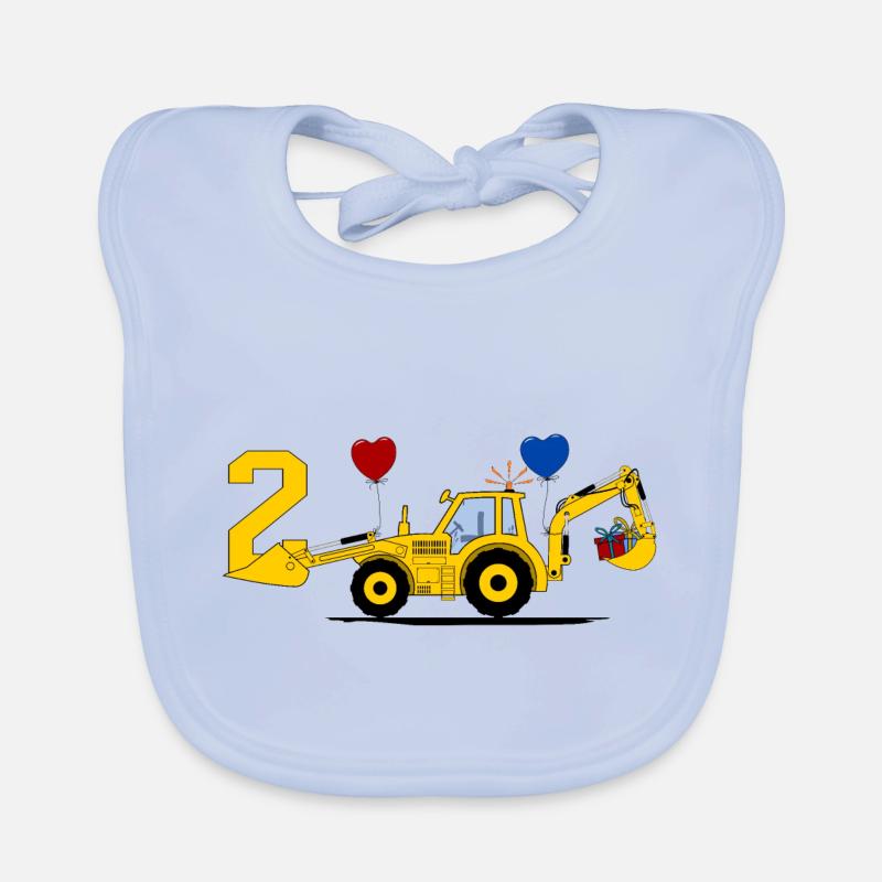 2. Geburtstag Bagger Traktor Baby Bio-Lätzchen