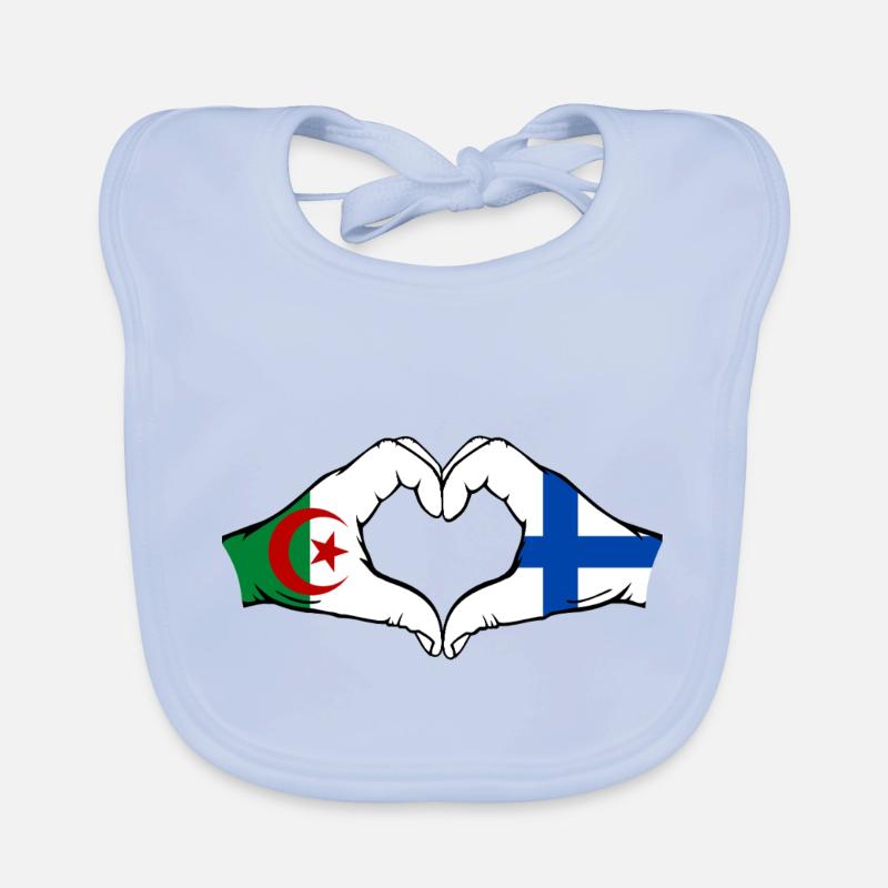 Algérie Finlande Drapeau Mains Coeur Forme Bavoir bio Bébé