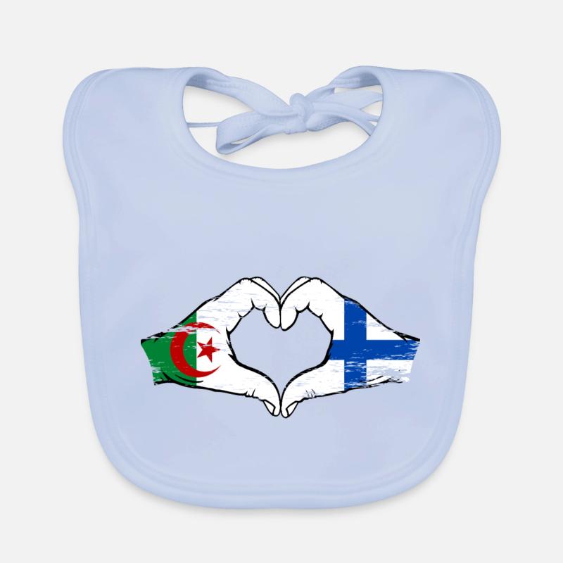 Algérie Finlande drapeau mains forme de coeur utilisé Bavoir bio Bébé