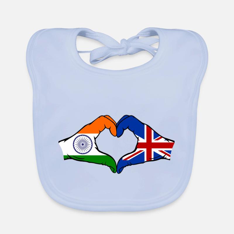 Inde Grande-Bretagne drapeau mains forme coeur Bavoir bio Bébé