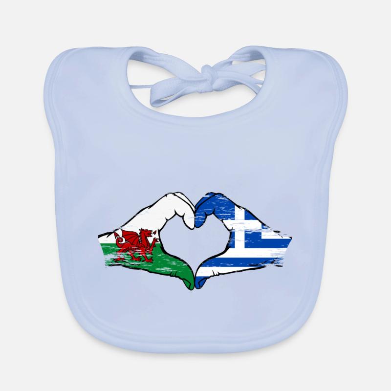 Pays de Galles Grèce drapeau mains forme de coeur utilisé Bavoir bio Bébé