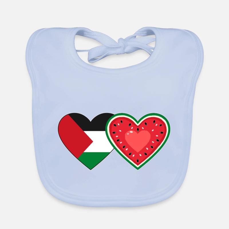 Drapeau pastèque de Palestine Coeur Bavoir bio Bébé