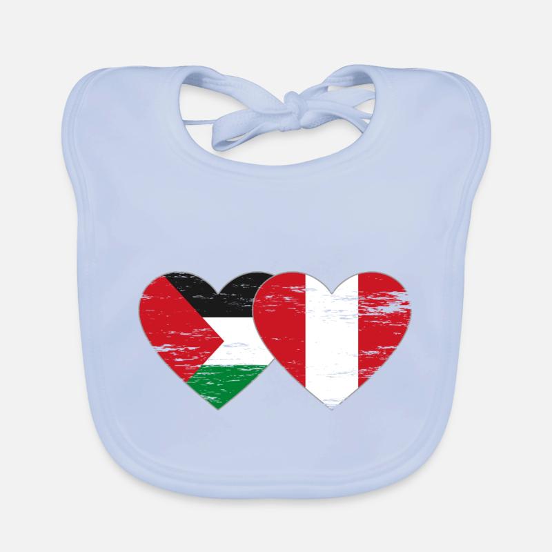 Drapeau de la Palestine Pérou coeur utilisé Bavoir bio Bébé