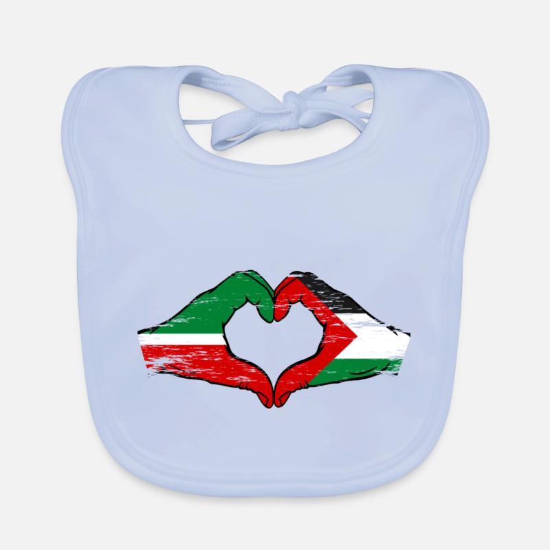 Tatarstan Palestine drapeau mains forme de coeur utilisé Bavoir bio Bébé