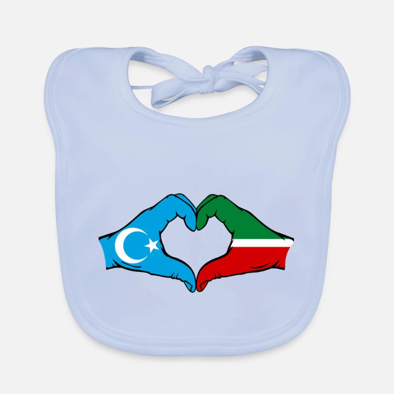 Uyghur Tatarstan Flag Hands Heart Shape Organic Baby Bibs